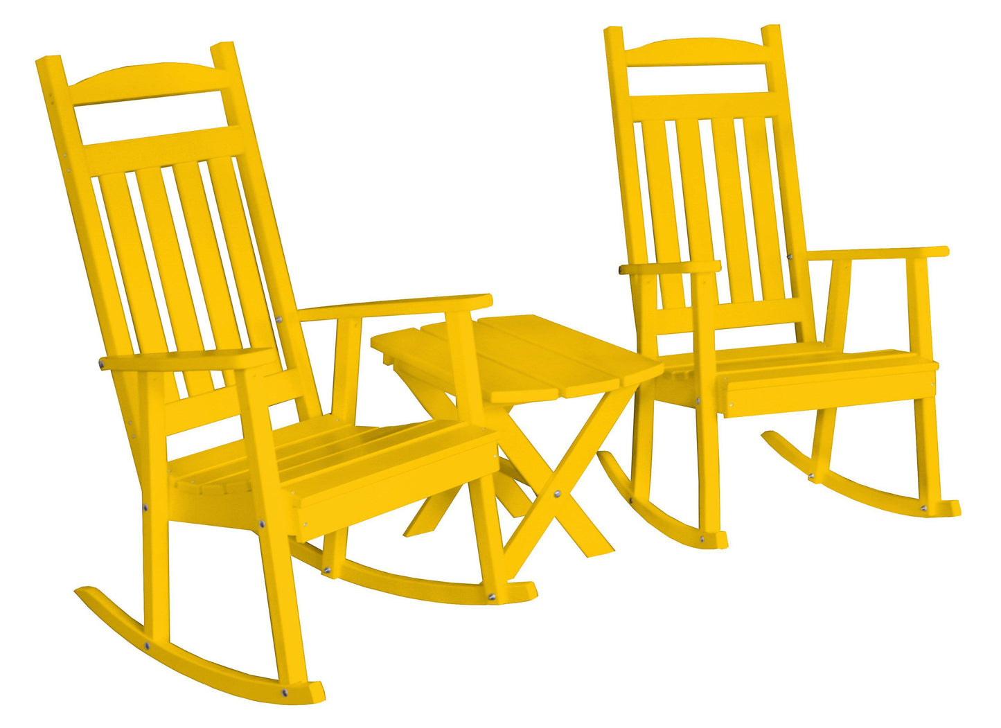Bryton Park Classic Recycled Plastic 3 Piece Porch Rocking Chair Set With Folding Side Table - LEAD TIME TO SHIP 10 BUSINESS DAYS