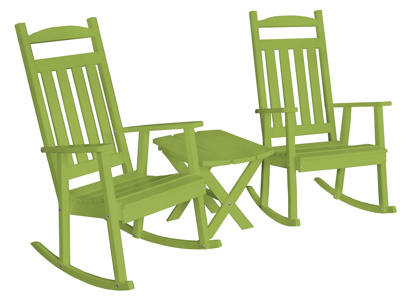 A&L Furniture Co Classic Recycled Plastic 3 Piece Porch Rocking Chair Set With Folding Side Table - LEAD TIME TO SHIP 10 BUSINESS DAYS