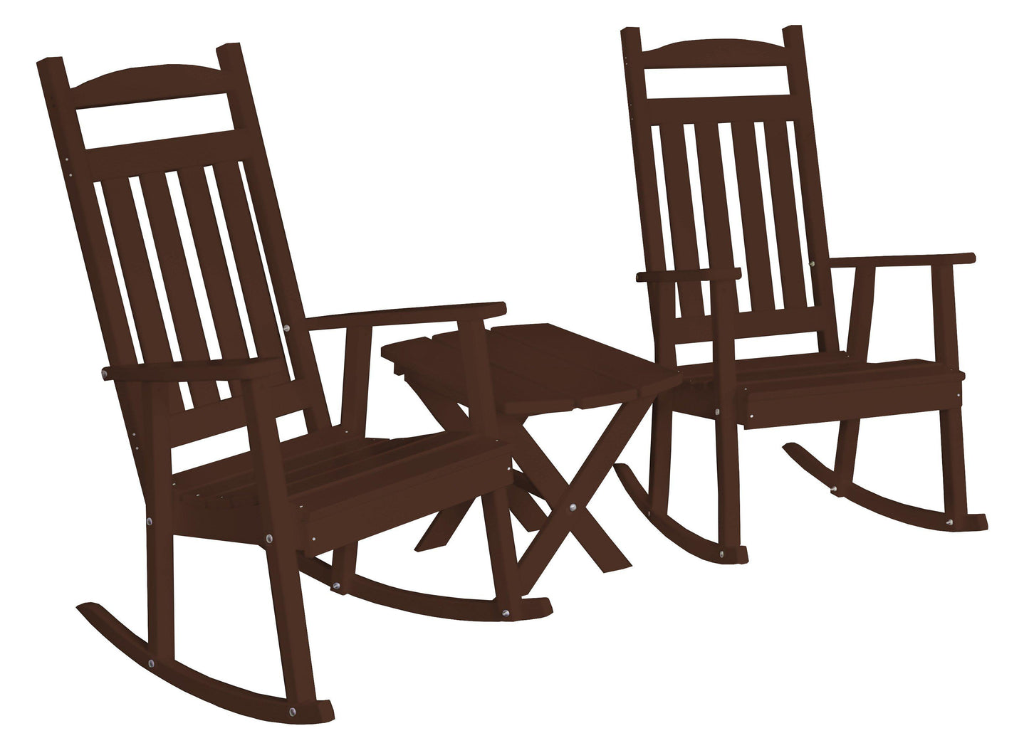 Bryton Park Classic Recycled Plastic 3 Piece Porch Rocking Chair Set With Folding Side Table - LEAD TIME TO SHIP 10 BUSINESS DAYS