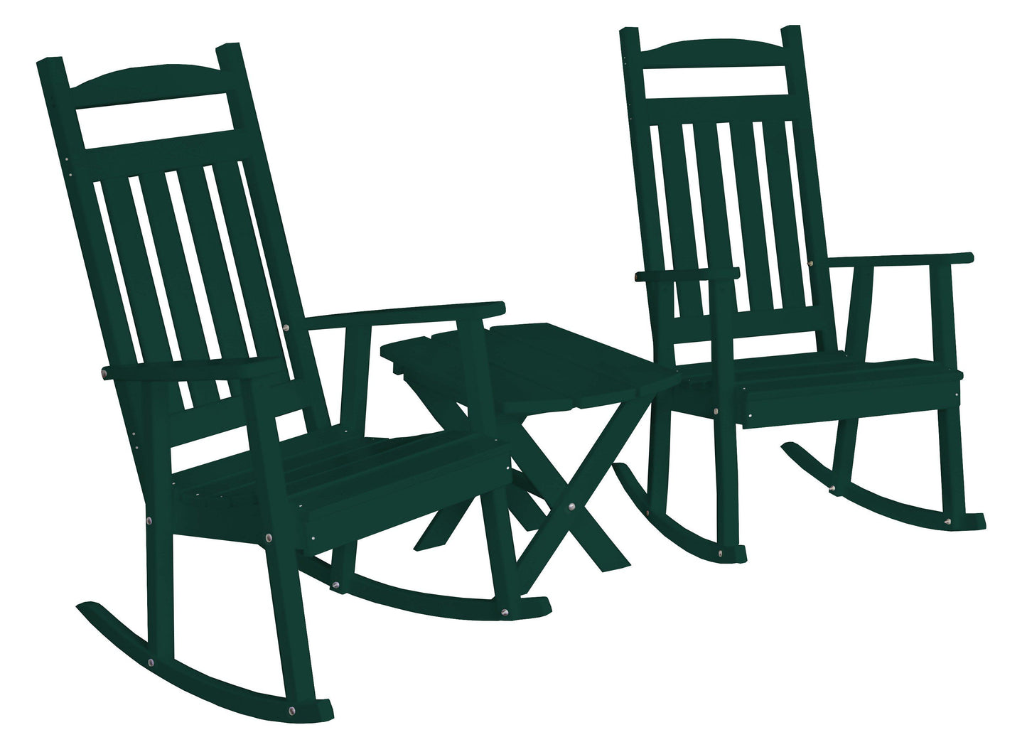 Bryton Park Classic Recycled Plastic 3 Piece Porch Rocking Chair Set With Folding Side Table - LEAD TIME TO SHIP 10 BUSINESS DAYS