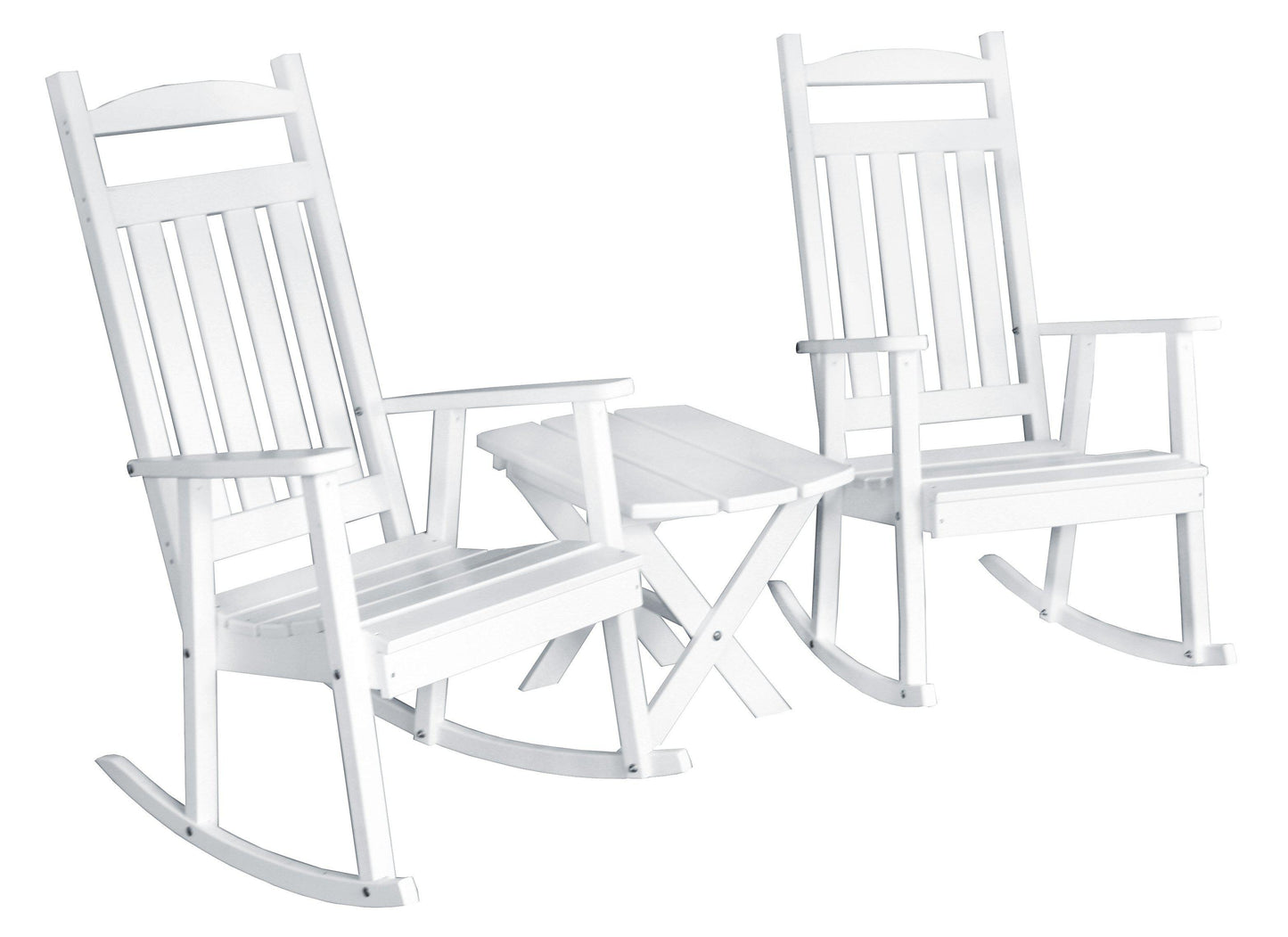 Bryton Park Classic Recycled Plastic 3 Piece Porch Rocking Chair Set With Folding Side Table - LEAD TIME TO SHIP 10 BUSINESS DAYS