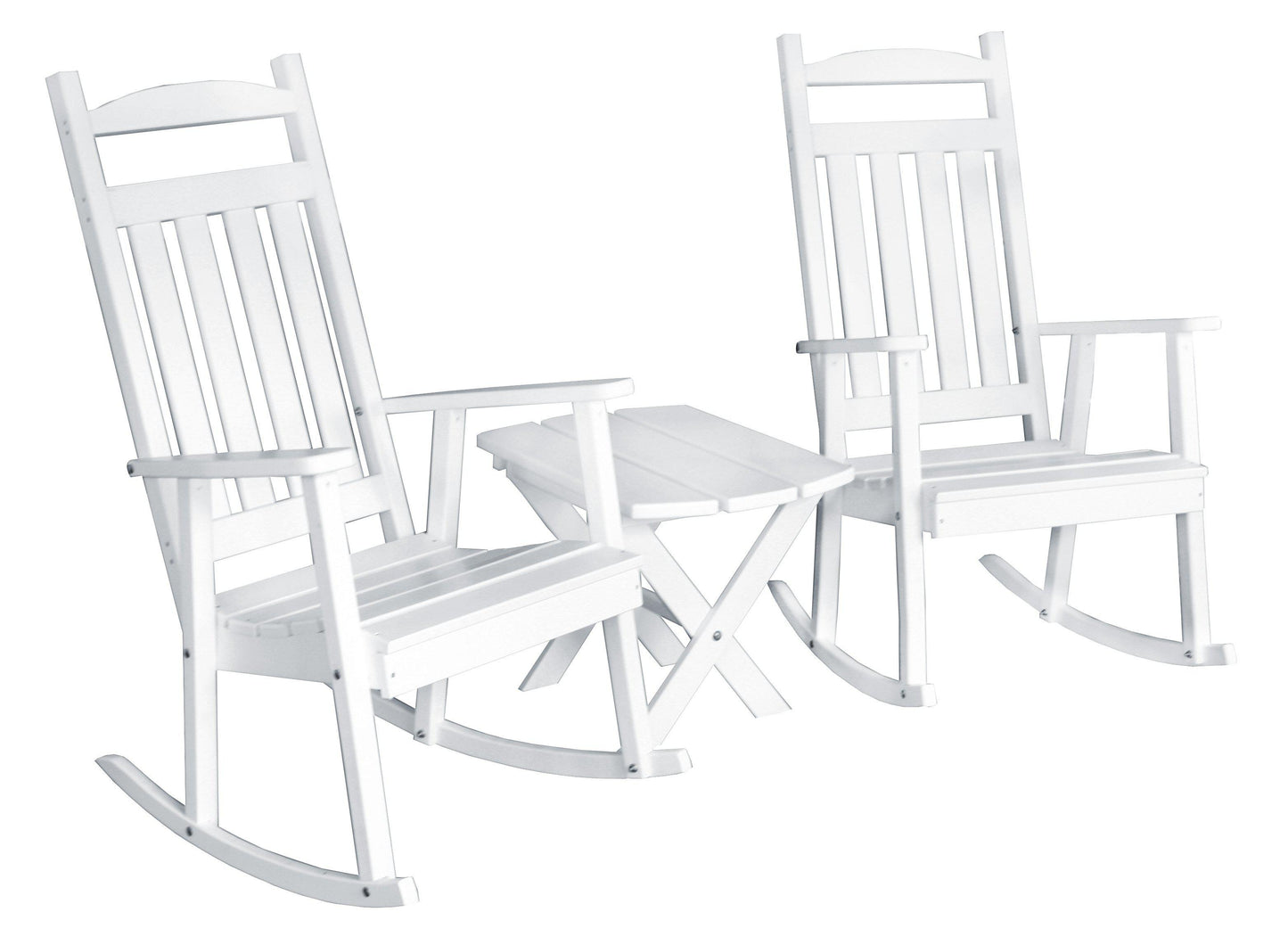 A&L Furniture Co Classic Recycled Plastic 3 Piece Porch Rocking Chair Set With Folding Side Table - LEAD TIME TO SHIP 10 BUSINESS DAYS