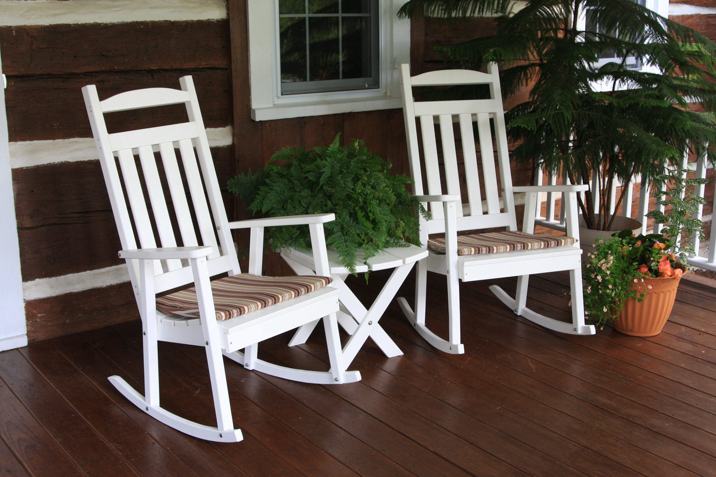 A&L Furniture Co Classic Recycled Plastic 3 Piece Porch Rocking Chair Set With Folding Side Table - LEAD TIME TO SHIP 10 BUSINESS DAYS