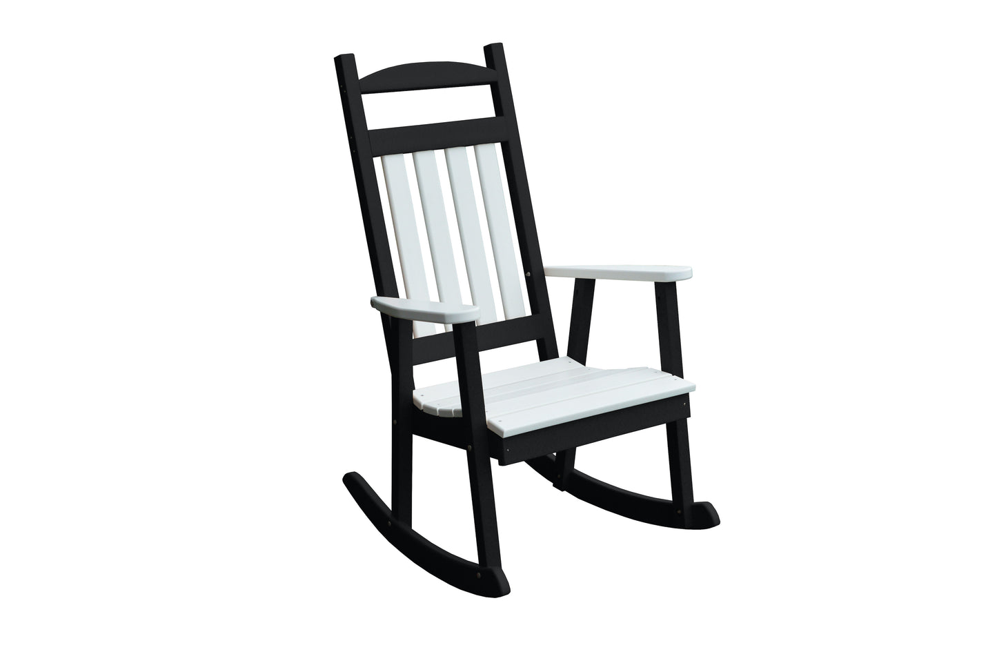 A&L Furniture Company Recycled Plastic Poly Classic Porch Rocking Chair w/ White Accents - LEAD TIME TO SHIP 10 BUSINESS DAYS
