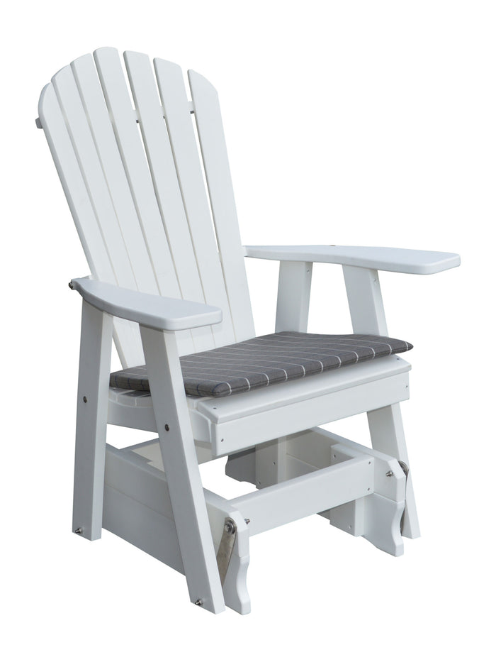 poly adirondack glider chair white with seat cushion