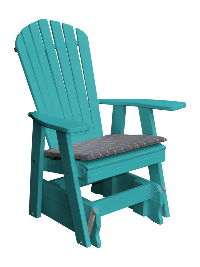 poly adirondack glider chair aruba blue with seat cushion