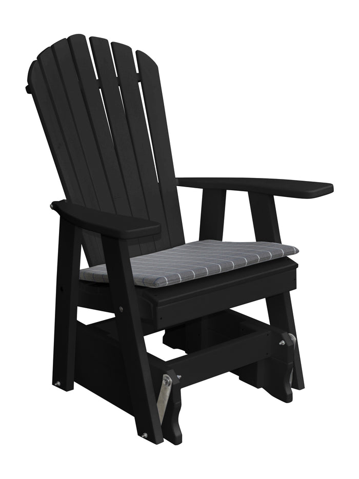 poly adirondack glider chair black with seat cushion