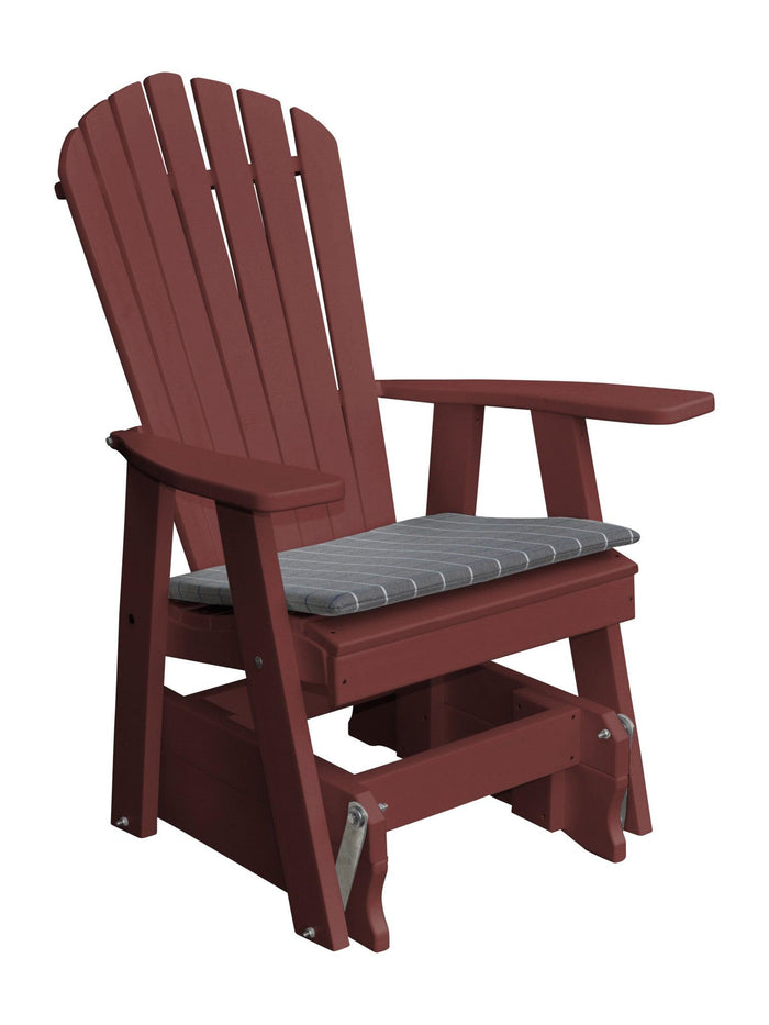 poly adirondack glider chair cherry wood with seat cushion