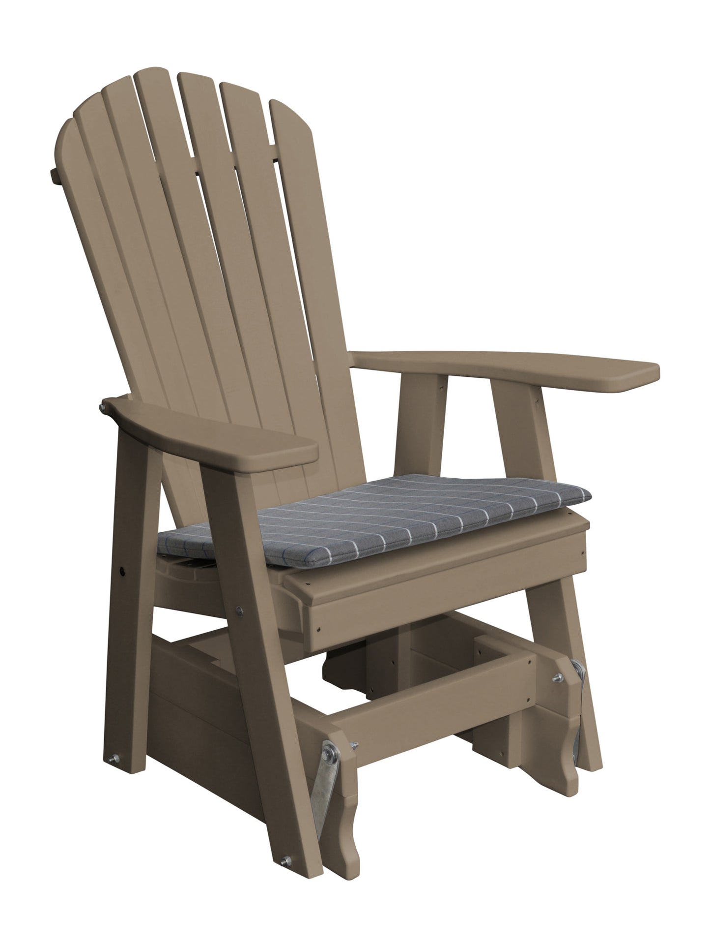 poly adirondack glider chair weathered wood with seat cushion