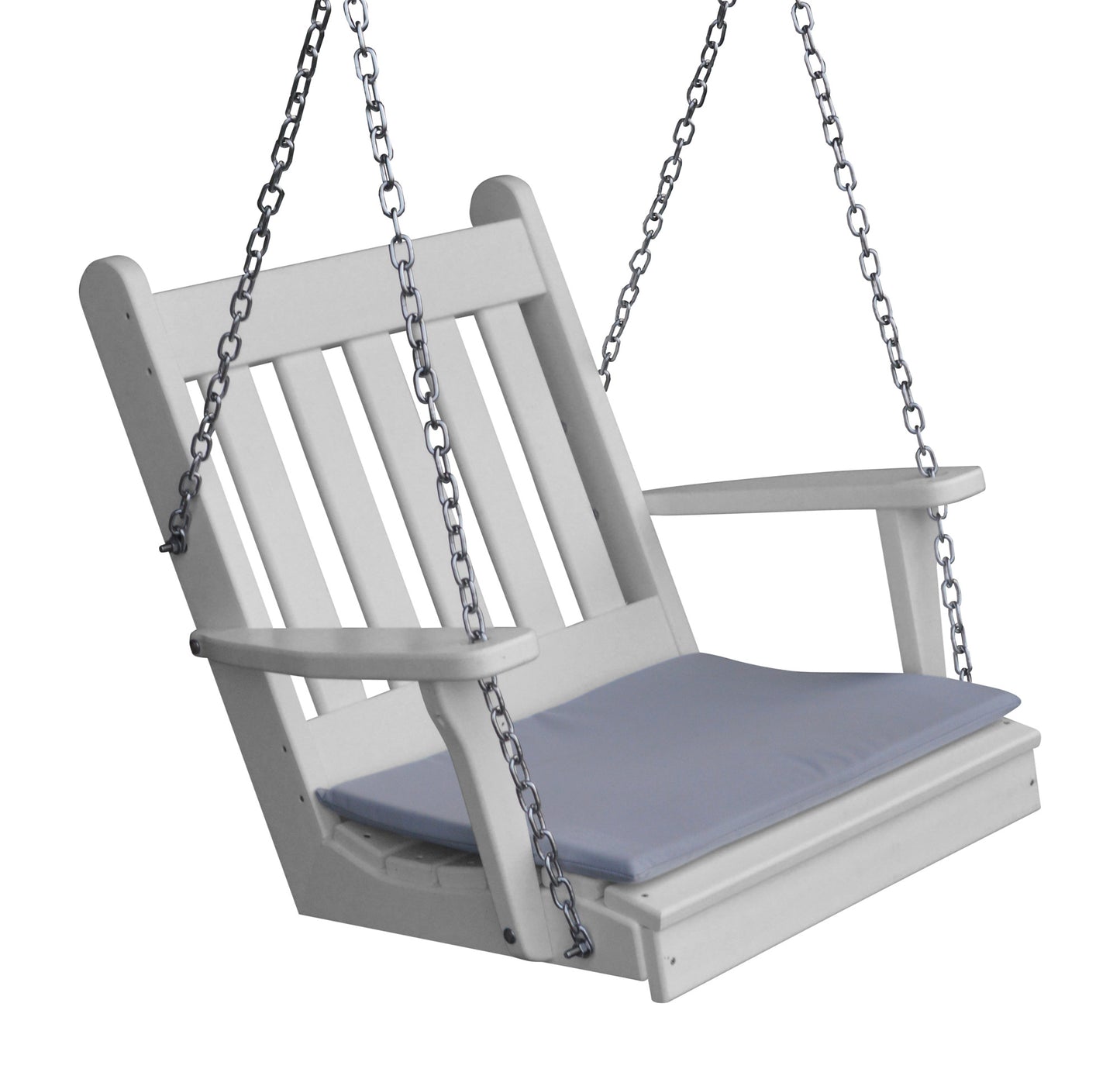Bryton Park Poly Furniture Traditional English Recycled Plastic Single Porch Swing - LEAD TIME TO SHIP 10 BUSINESS DAYS