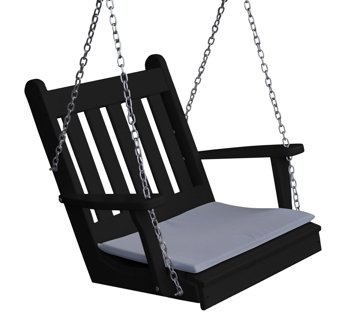 Bryton Park Poly Furniture Traditional English Recycled Plastic Single Porch Swing - LEAD TIME TO SHIP 10 BUSINESS DAYS
