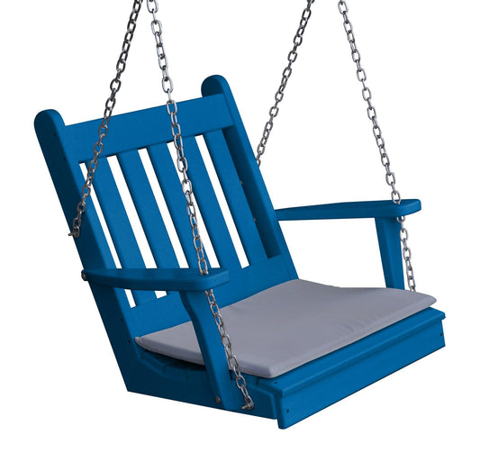 Bryton Park Poly Furniture Traditional English Recycled Plastic Single Porch Swing - LEAD TIME TO SHIP 10 BUSINESS DAYS