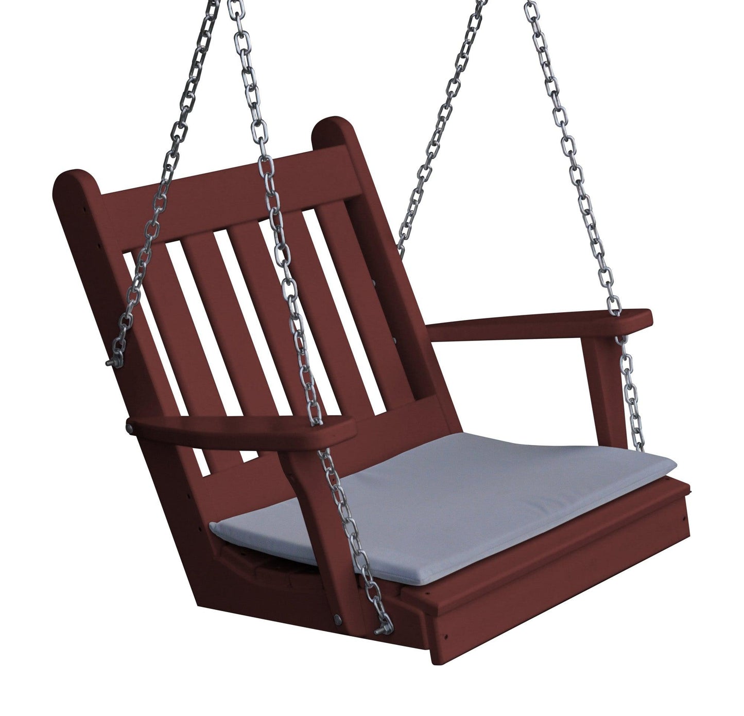 Bryton Park Poly Furniture Traditional English Recycled Plastic Single Porch Swing - LEAD TIME TO SHIP 10 BUSINESS DAYS