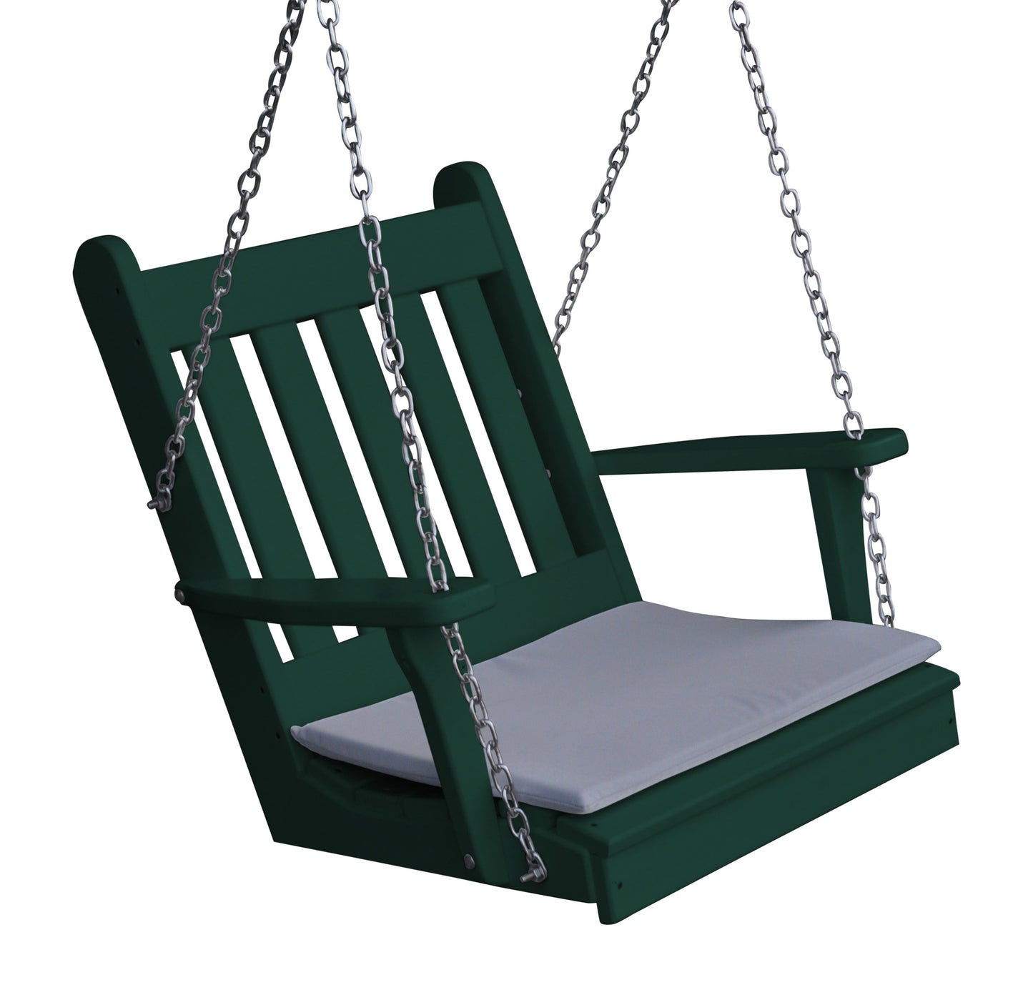 Bryton Park Poly Furniture Traditional English Recycled Plastic Single Porch Swing - LEAD TIME TO SHIP 10 BUSINESS DAYS