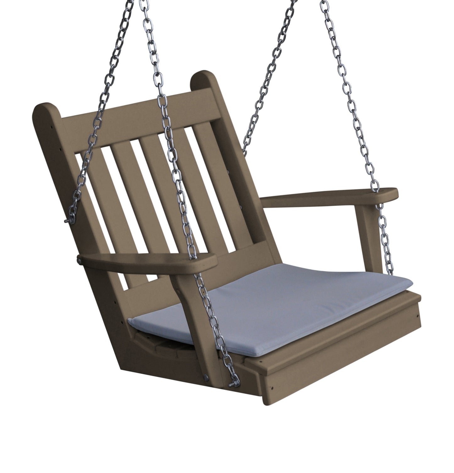 Bryton Park Poly Furniture Traditional English Recycled Plastic Single Porch Swing - LEAD TIME TO SHIP 10 BUSINESS DAYS