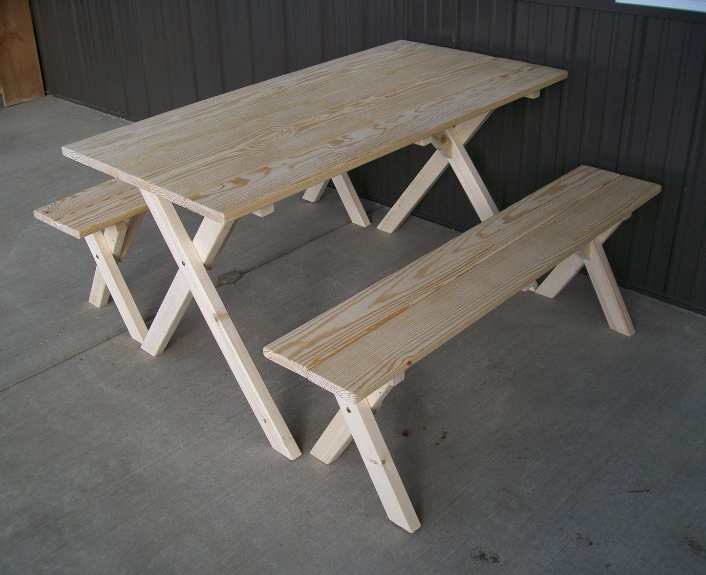 A&L Furniture Co. Yellow Pine 5' Economy Table with 2 benches - LEAD TIME TO SHIP 10 BUSINESS DAYS