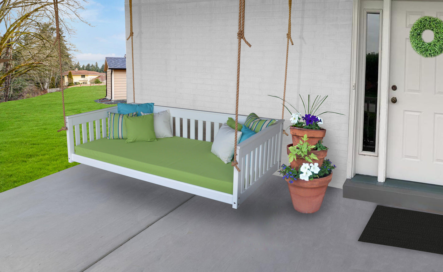 Bryton Park Poly Furniture Amish Made Recycled Plastic Twin Mission Hanging Daybed w Rope - LEAD TIME TO SHIP 10 BUSINESS DAYS