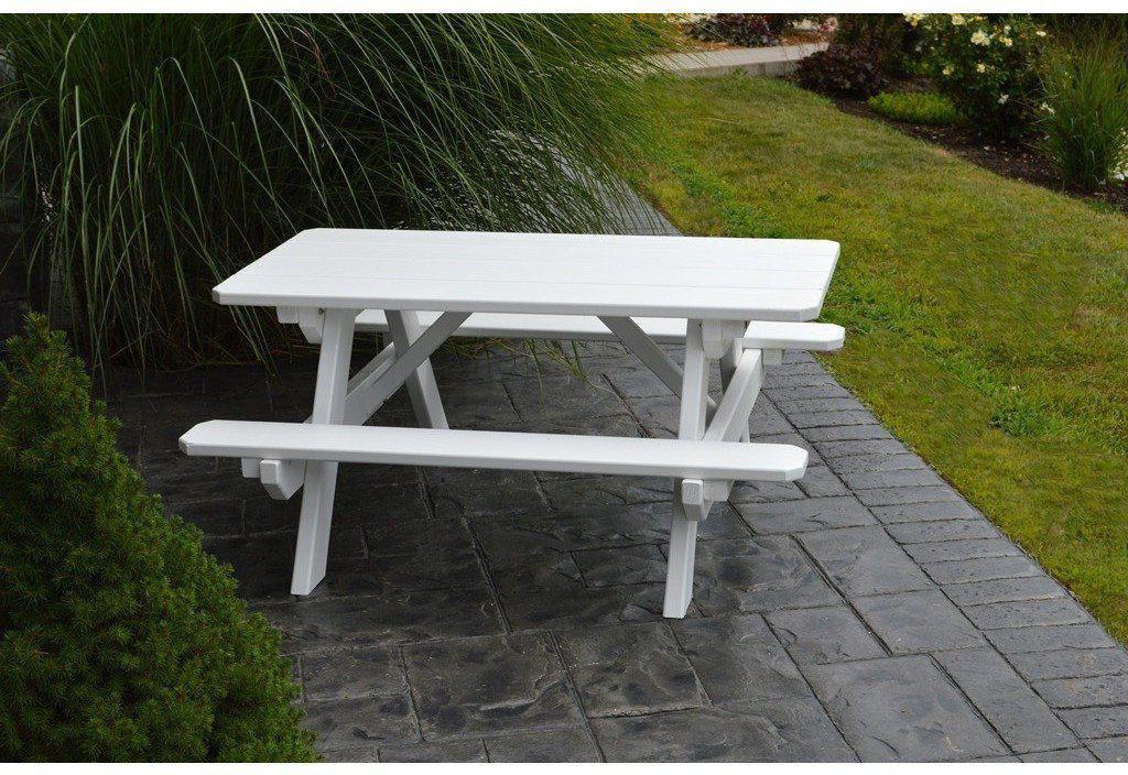 A & L Furniture Co. Yellow Pine Kid's Table (22" Wide) - Specify for FREE 2" Umbrella Hole  - Ships FREE in 5-7 Business days - Rocking Furniture