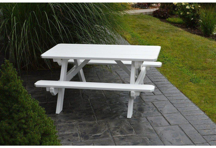 A & L Furniture Co. Yellow Pine Kid's Table (22" Wide) - Specify for FREE 2" Umbrella Hole  - Ships FREE in 5-7 Business days - Rocking Furniture