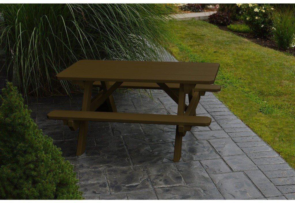A & L Furniture Co. Yellow Pine Kid's Table (22" Wide) - Specify for FREE 2" Umbrella Hole  - Ships FREE in 5-7 Business days - Rocking Furniture