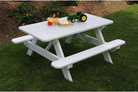 A & L Furniture Co. Yellow Pine Kid's Table (22" Wide) - Specify for FREE 2" Umbrella Hole  - Ships FREE in 5-7 Business days - Rocking Furniture