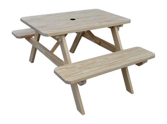 A&L Furniture Co. Yellow Pine 4' Picnic Table with Attached Benches - LEAD TIME TO SHIP 10 BUSINESS DAYS