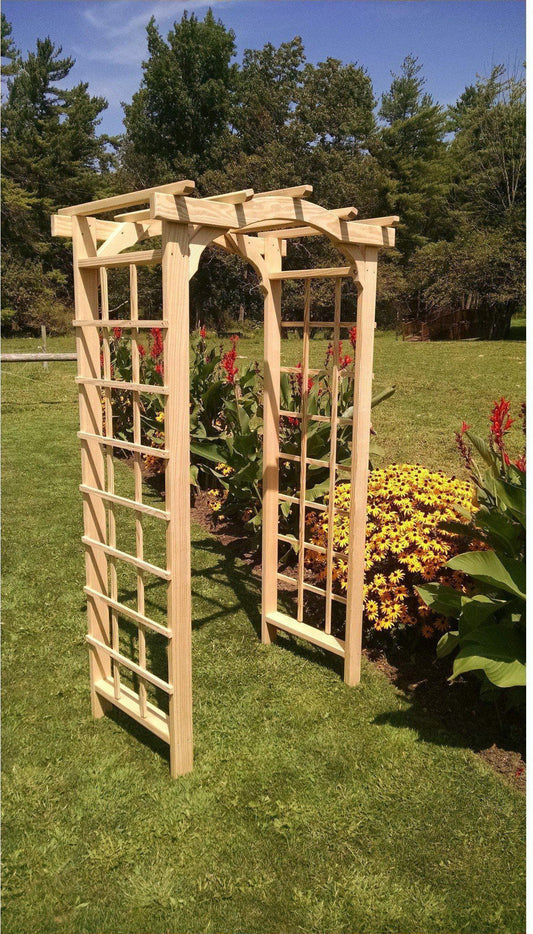 A & L FURNITURE CO. 4' Madison Pressure Treated Pine Arbor  - Ships FREE in 5-7 Business days - Rocking Furniture