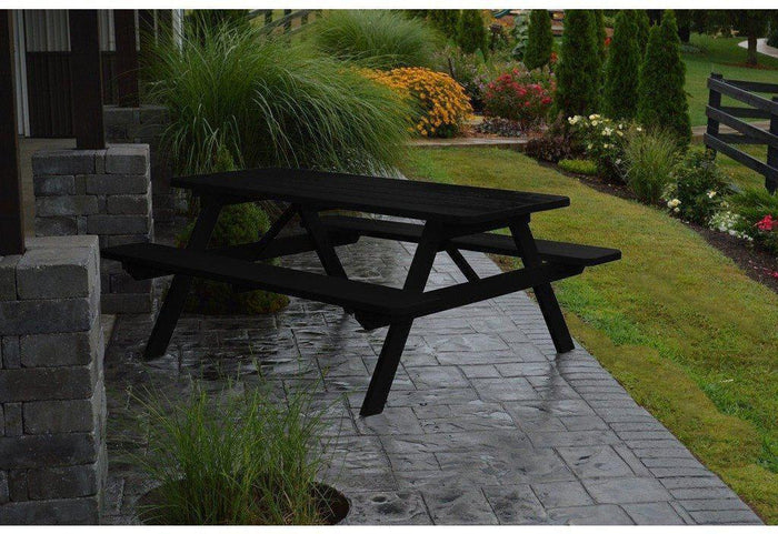 A & L Furniture Co. Yellow Pine 6' Table with Attached Benches  - Ships FREE in 5-7 Business days - Rocking Furniture