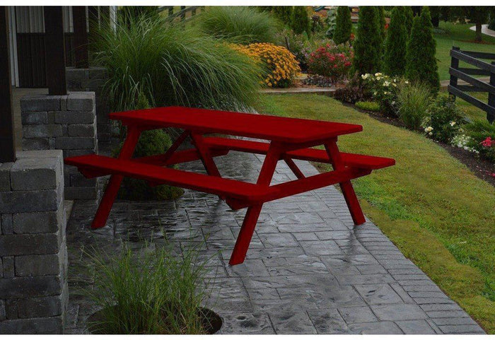 A & L Furniture Co. Yellow Pine 6' Table with Attached Benches  - Ships FREE in 5-7 Business days - Rocking Furniture