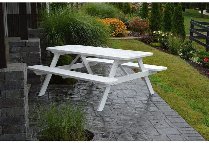 A & L Furniture Co. Yellow Pine 6' Table with Attached Benches  - Ships FREE in 5-7 Business days - Rocking Furniture