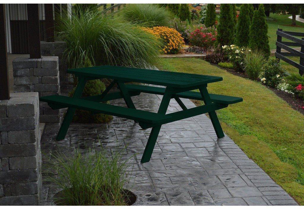 A & L Furniture Co. Yellow Pine 6' Table with Attached Benches  - Ships FREE in 5-7 Business days - Rocking Furniture