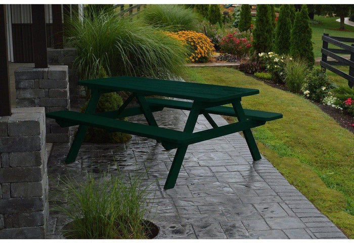 A & L Furniture Co. Yellow Pine 6' Table with Attached Benches  - Ships FREE in 5-7 Business days - Rocking Furniture
