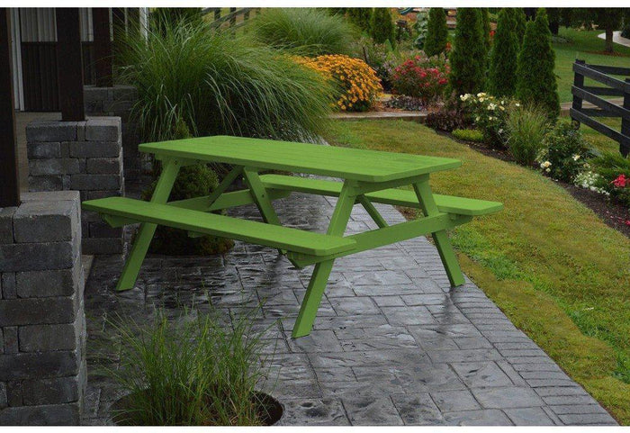 A & L Furniture Co. Yellow Pine 6' Table with Attached Benches  - Ships FREE in 5-7 Business days - Rocking Furniture