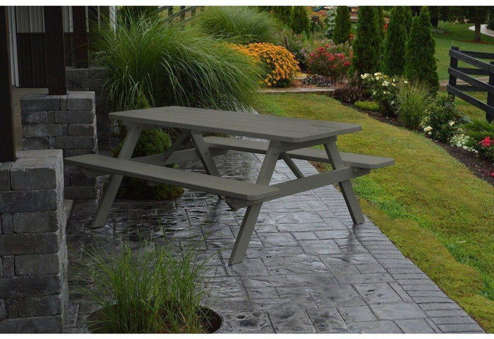 A & L Furniture Co. Yellow Pine 6' Table with Attached Benches  - Ships FREE in 5-7 Business days - Rocking Furniture