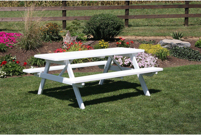 A & L Furniture Co. Yellow Pine 6' Table with Attached Benches  - Ships FREE in 5-7 Business days - Rocking Furniture