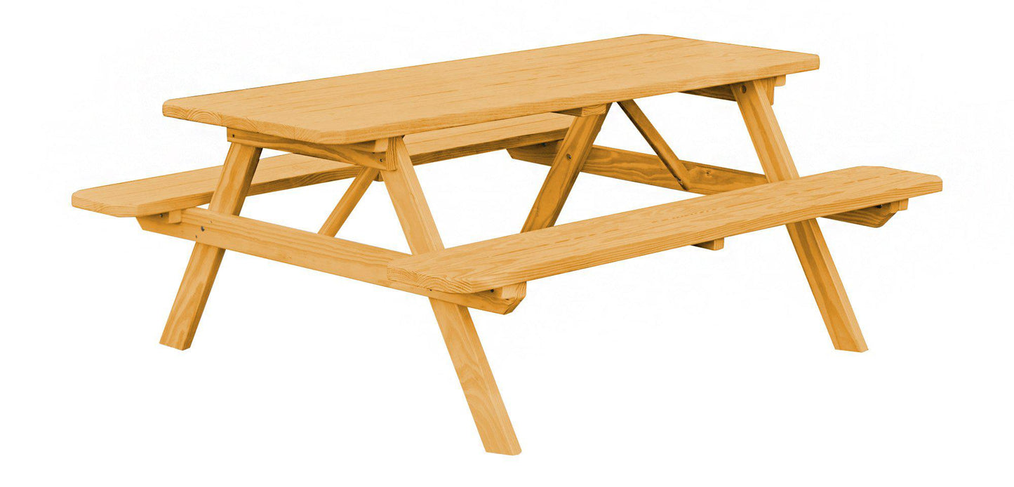 A&L Furniture Co. Yellow Pine 6' Picnic Table with Attached Benches - LEAD TIME TO SHIP 10 BUSINESS DAYS