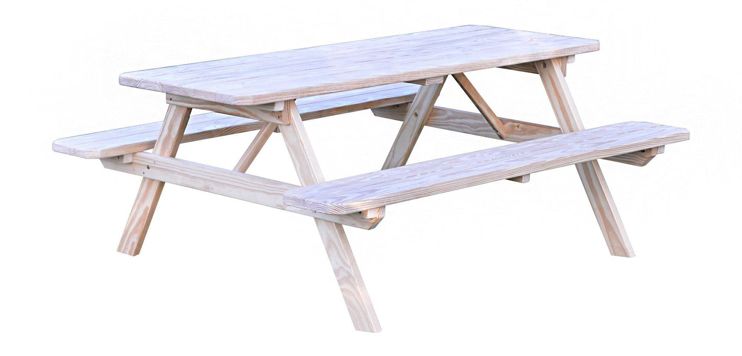 A&L Furniture Co. Yellow Pine 6' Picnic Table with Attached Benches - LEAD TIME TO SHIP 10 BUSINESS DAYS