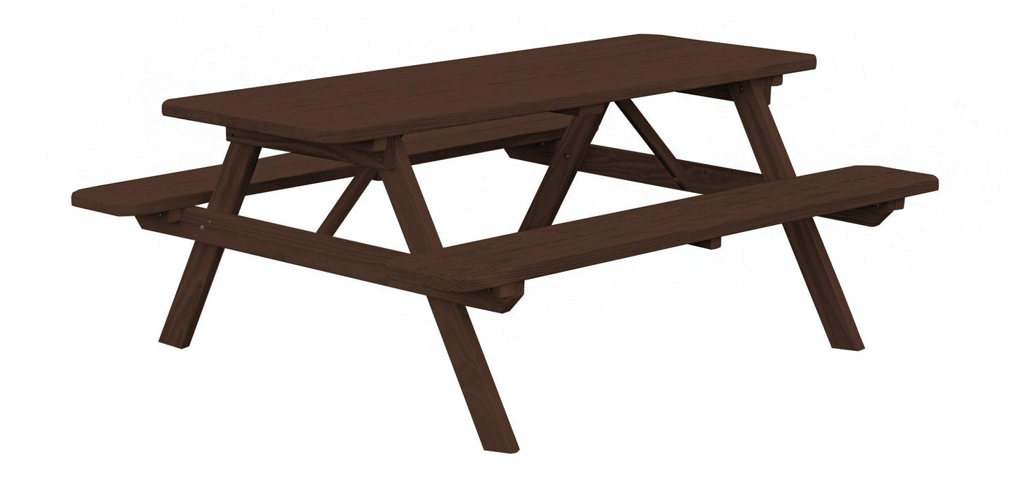 A&L Furniture Co. Yellow Pine 6' Picnic Table with Attached Benches - LEAD TIME TO SHIP 10 BUSINESS DAYS