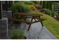 A & L Furniture Co. Yellow Pine 6' Table with Attached Benches  - Ships FREE in 5-7 Business days - Rocking Furniture