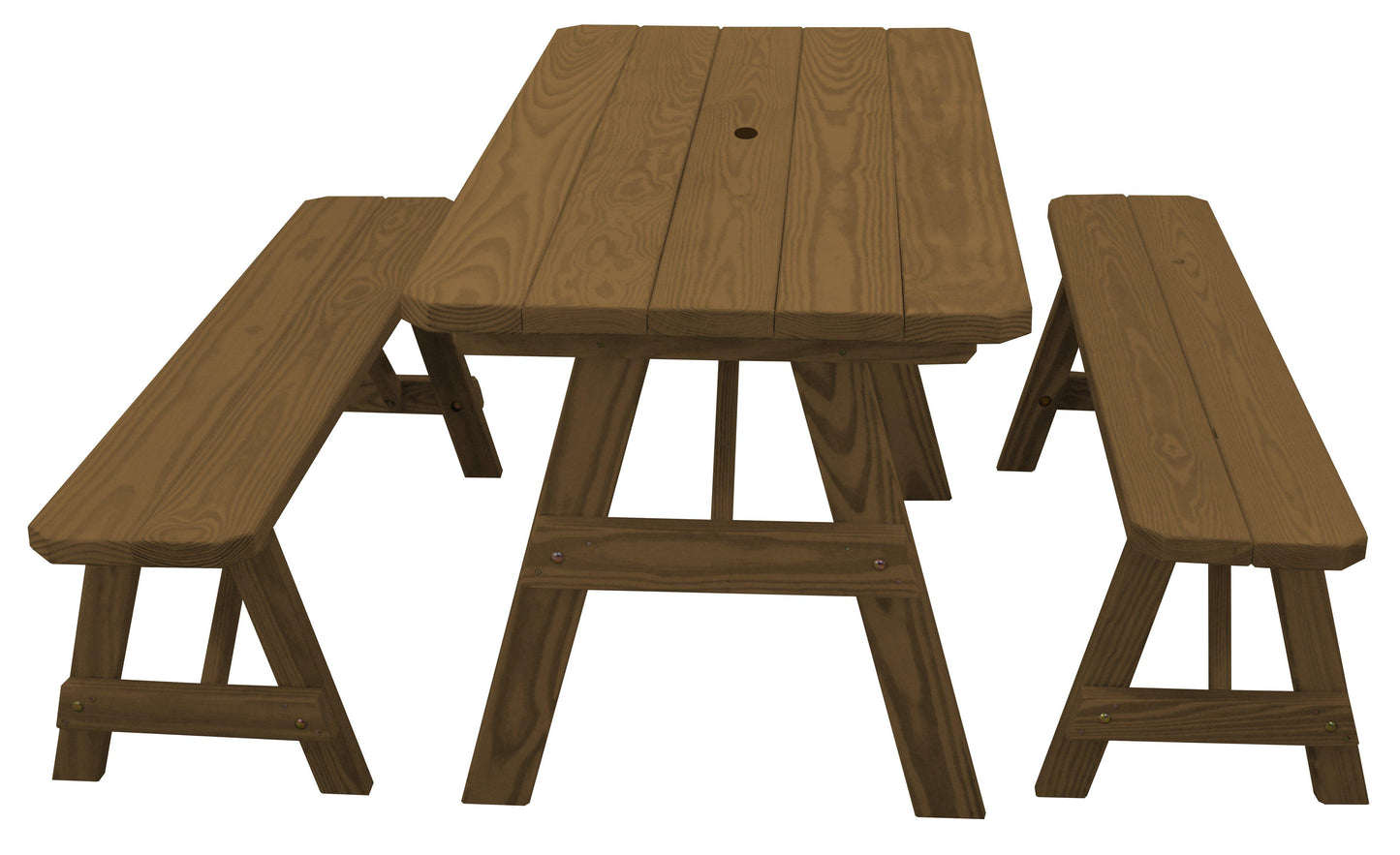 A&L Furniture Co. Yellow Pine Traditional 5' Table with 2 Benches - LEAD TIME TO SHIP 10 BUSINESS DAYS