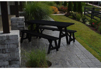 A & L Furniture Co. Yellow Pine Traditional 6' Table with 2 Benches  - Ships FREE in 5-7 Business days - Rocking Furniture