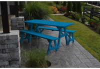 A & L Furniture Co. Yellow Pine Traditional 4' Table with 2 Benches  - Ships FREE in 5-7 Business days - Rocking Furniture