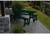 A & L Furniture Co. Yellow Pine Traditional 4' Table with 2 Benches  - Ships FREE in 5-7 Business days - Rocking Furniture