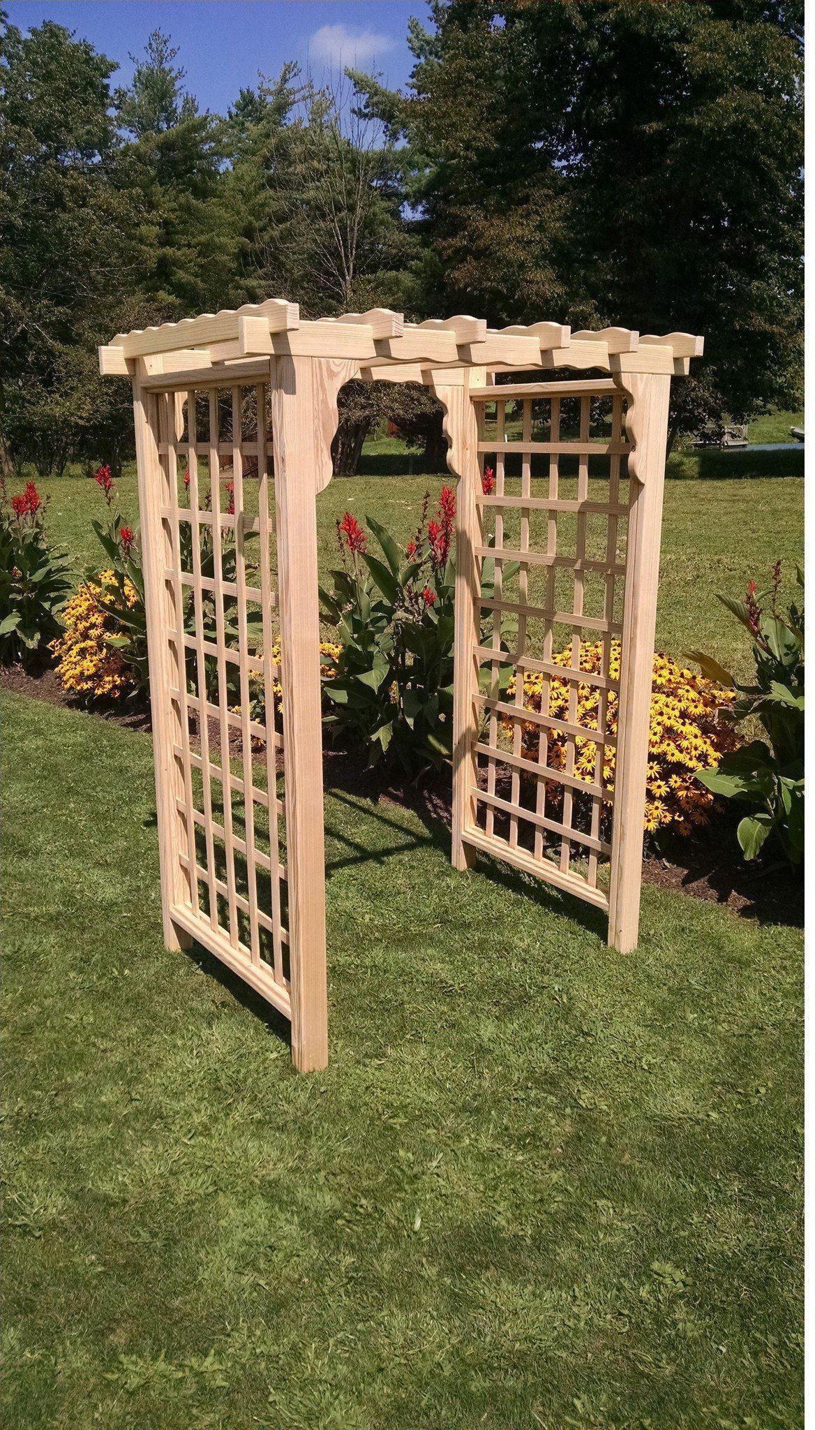 A & L FURNITURE CO. 4' Lexington Pressure Treated Pine Arbor  - Ships FREE in 5-7 Business days - Rocking Furniture