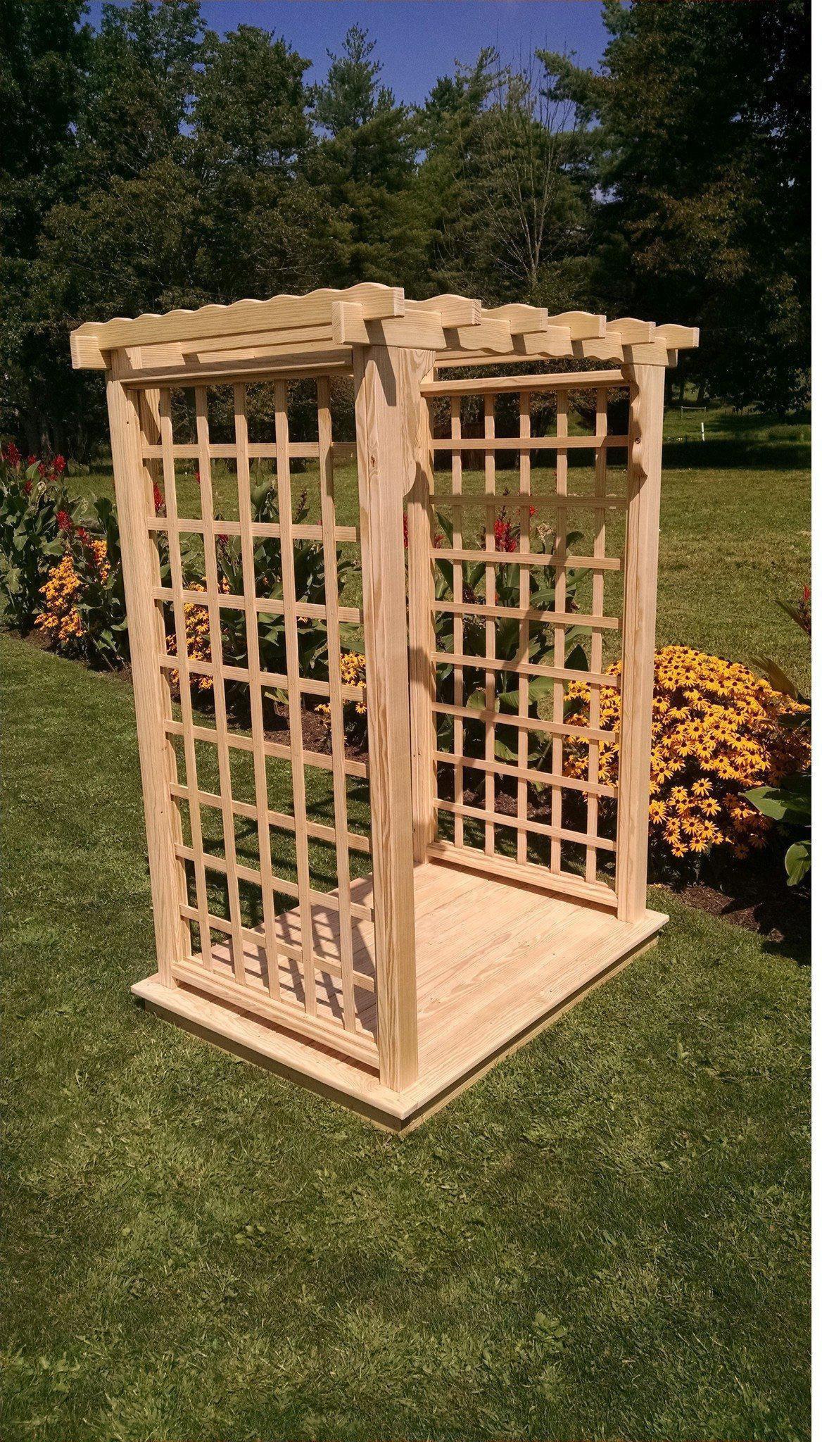 A & L FURNITURE CO. 4' Lexington Pressure Treated Pine Arbor & Deck  - Ships FREE in 5-7 Business days - Rocking Furniture