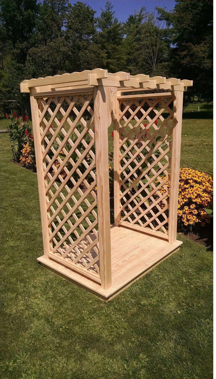 A & L FURNITURE CO. 4' Covington Pressure Treated Pine Arbor & Deck  - Ships FREE in 5-7 Business days - Rocking Furniture