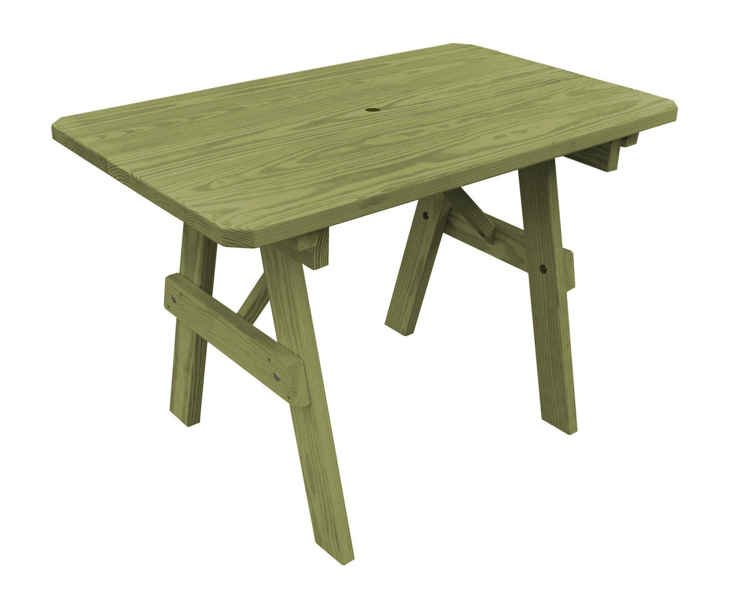A&L Furniture Co. Yellow Pine 4' Traditional Table Only - Specify for Umbrella Hole - LEAD TIME TO SHIP 10 BUSINESS DAYS