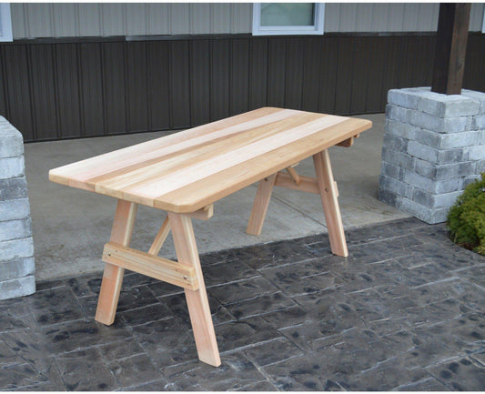 A & L FURNITURE CO.Western Red Cedar 70" Traditional Table Only - Specify for FREE 2" Umbrella Hole  - Ships FREE in 5-7 Business days - Rocking Furniture