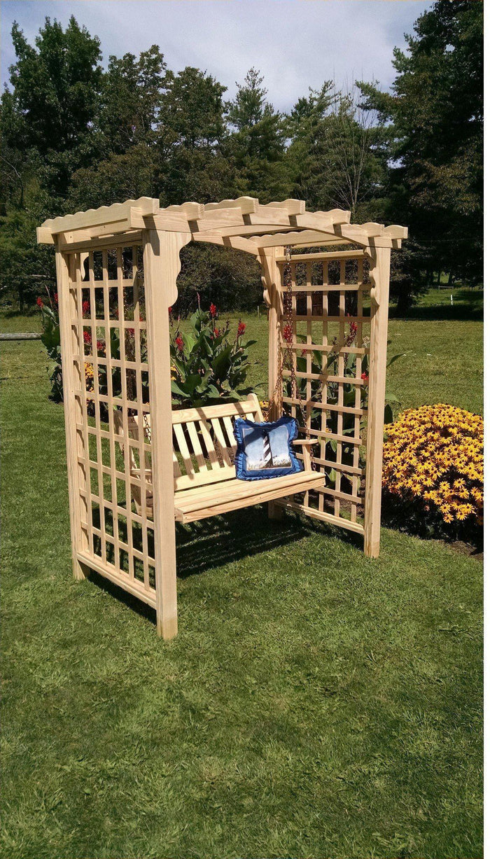 A & L FURNITURE CO. 6' Cambridge Pressure Treated Pine Arbor & Swing  - Ships FREE in 5-7 Business days - Rocking Furniture