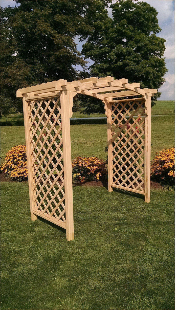 A & L FURNITURE CO. 6' Jamesport Pressure Treated Pine Arbor  - Ships FREE in 5-7 Business days - Rocking Furniture